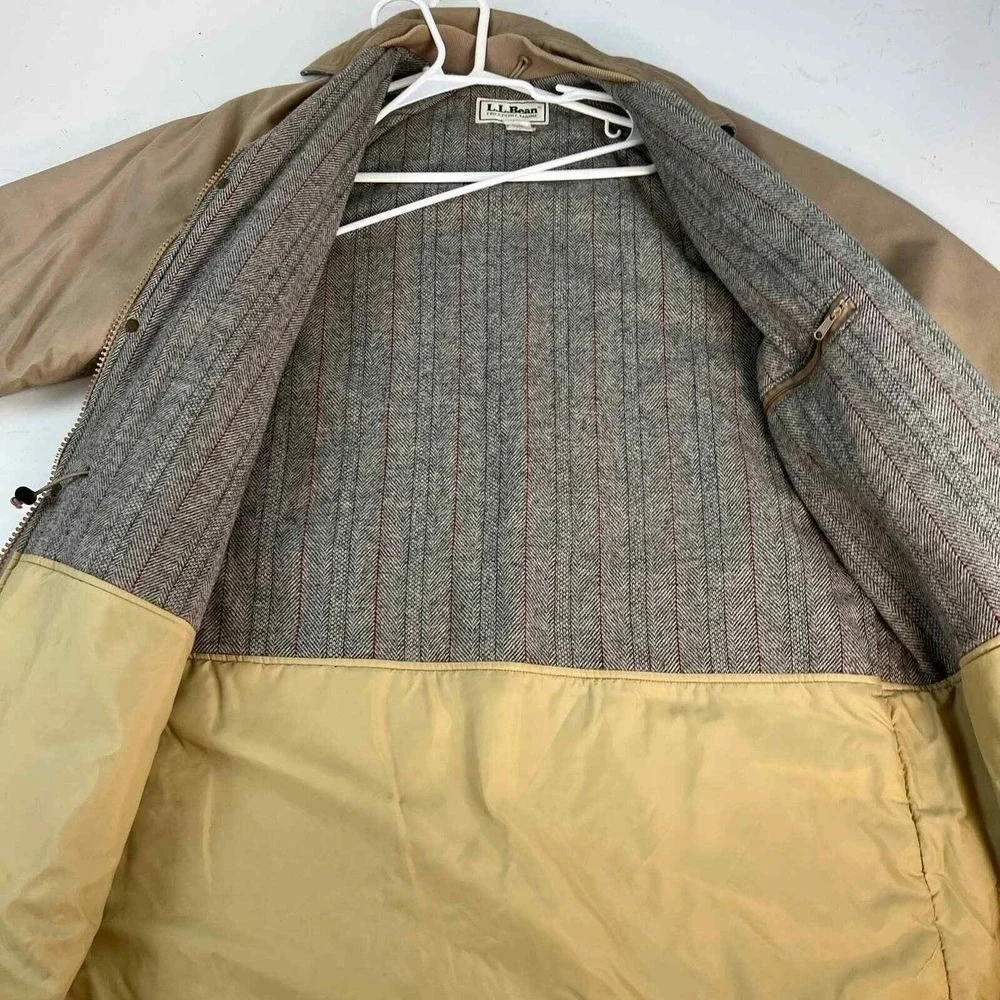 L.L. BEAN Wool Flannel Polyester Parka‎ Beige Made in USA Vintage M